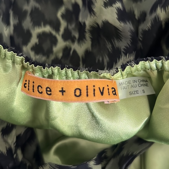 Alice + Olivia Y2K Green Trina Leopard Halter Night Out Dress - Picture 9 of 12